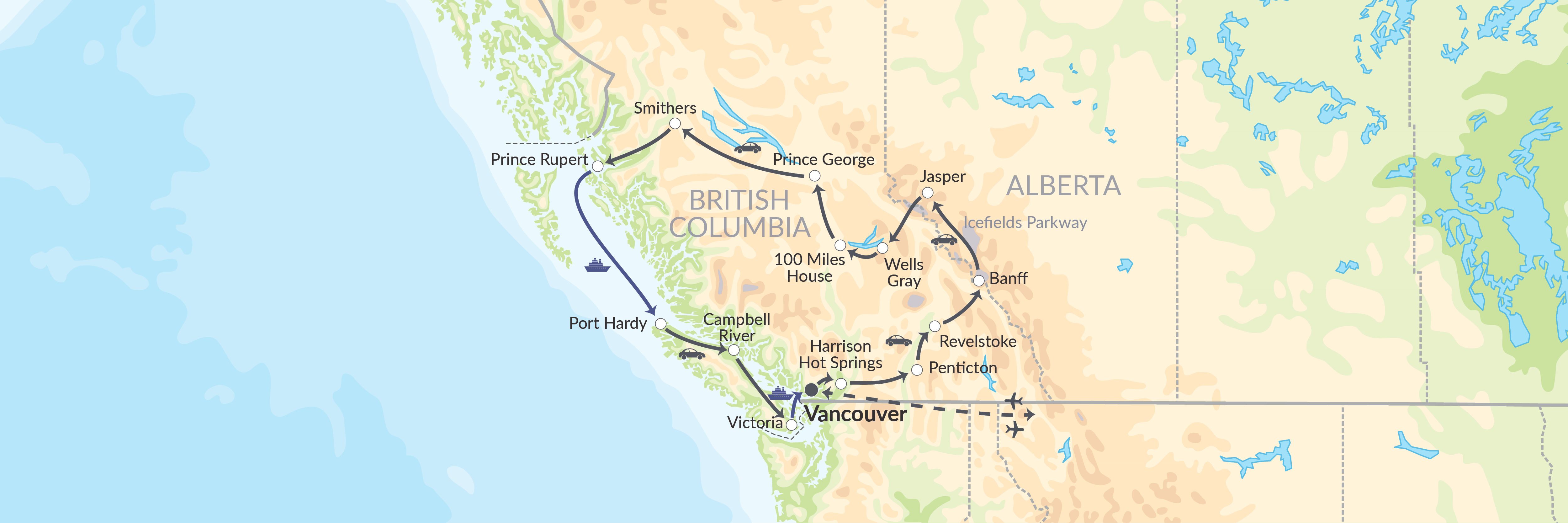 6508 Fra Vancouver Via Rocky Mountains Til Kysten
