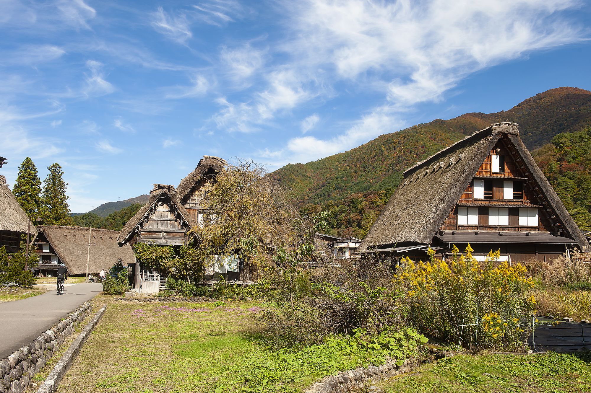 De charmerende bondehuse i Shirakawago
