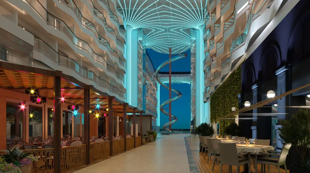 MSC World America tilbyder en spændende rutsjebaneoplevelse kaldet "The Spiral"