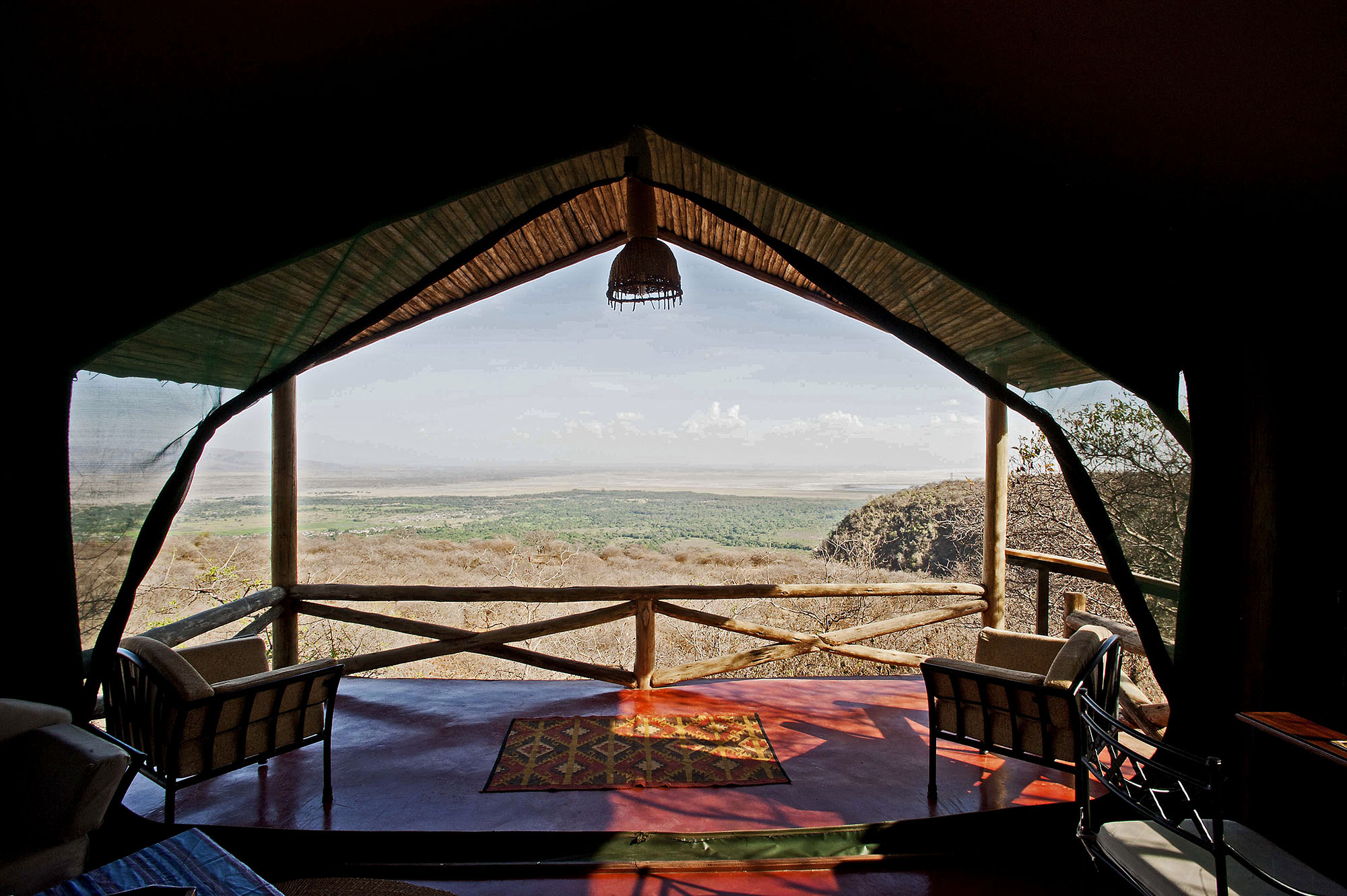 Udsigt fra safariteltet til Lake Manyara