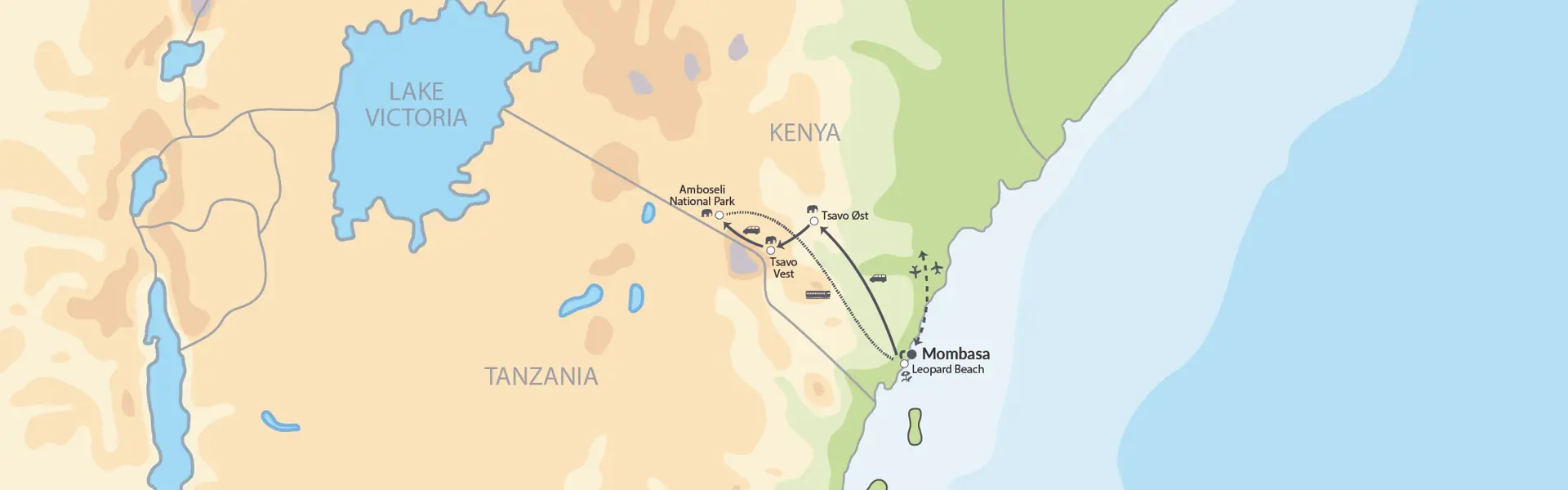 106308 Drømmesafari I Kenya Og Badeferie Ved Det Indiske Ocean Map