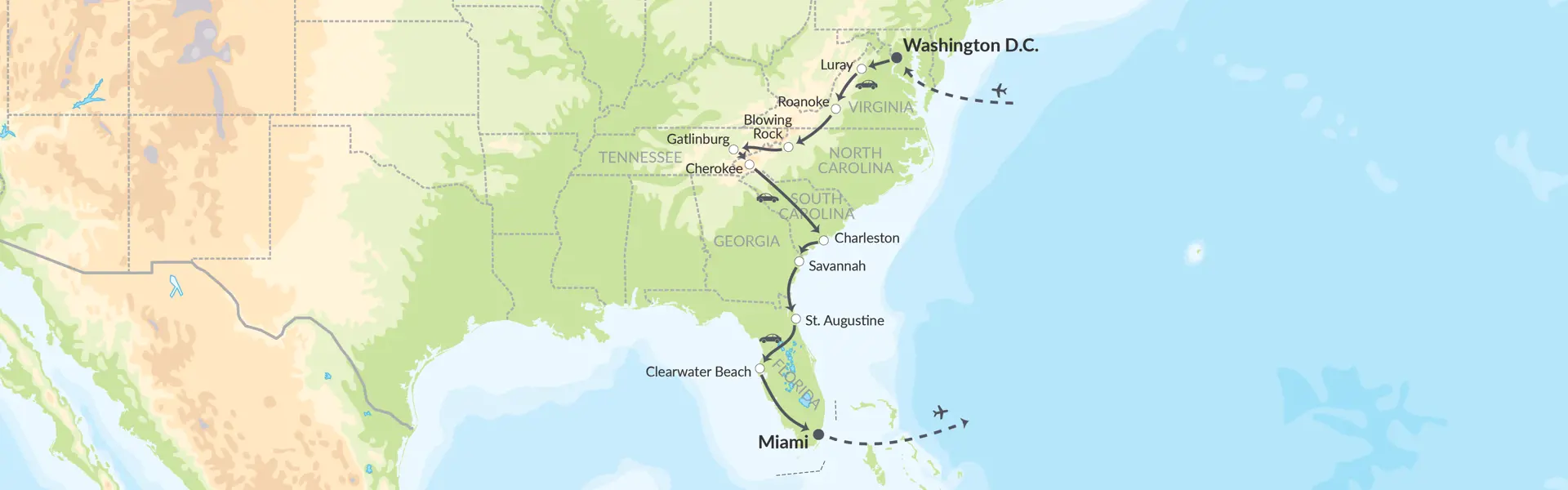 89572 USA's Østkyst Fra Washington Til Miami