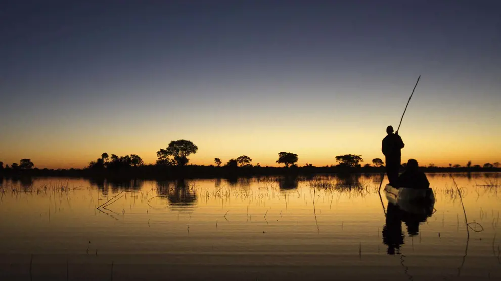 Solnedgang over Okavangodeltaet