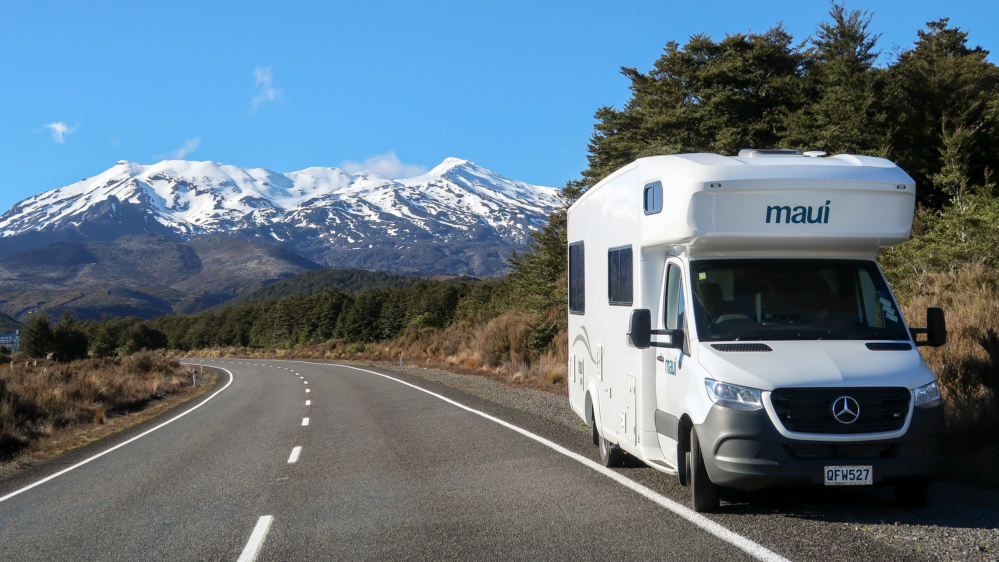 Maui River autocamper ved Tongariro National Park på Nordøen i New Zealand.