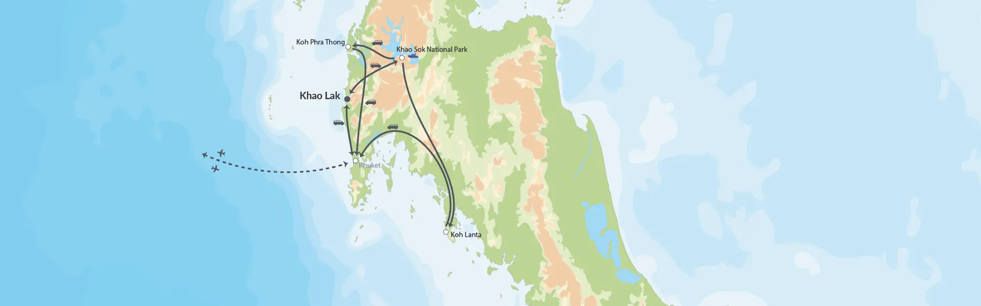 Naturoplevelser I Khao Sok Og Tropisk Badeferie Map