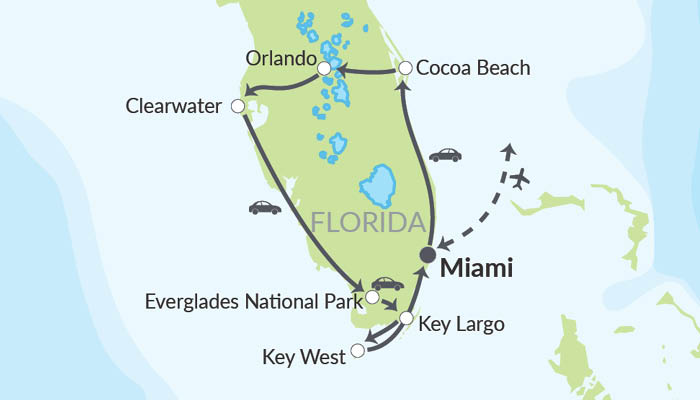 Florida-ruten med autocamper i USA