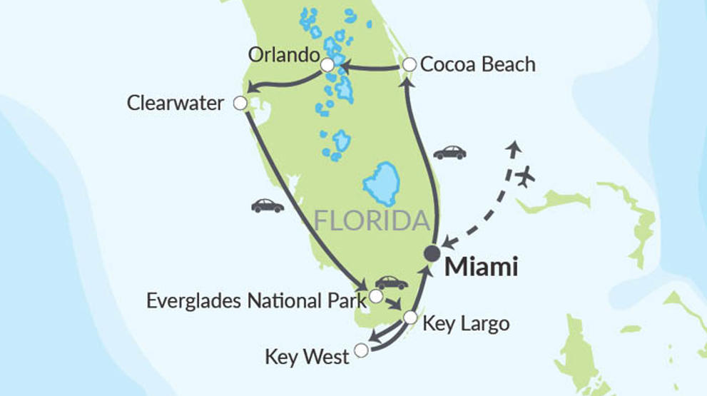 Florida-ruten med autocamper i USA