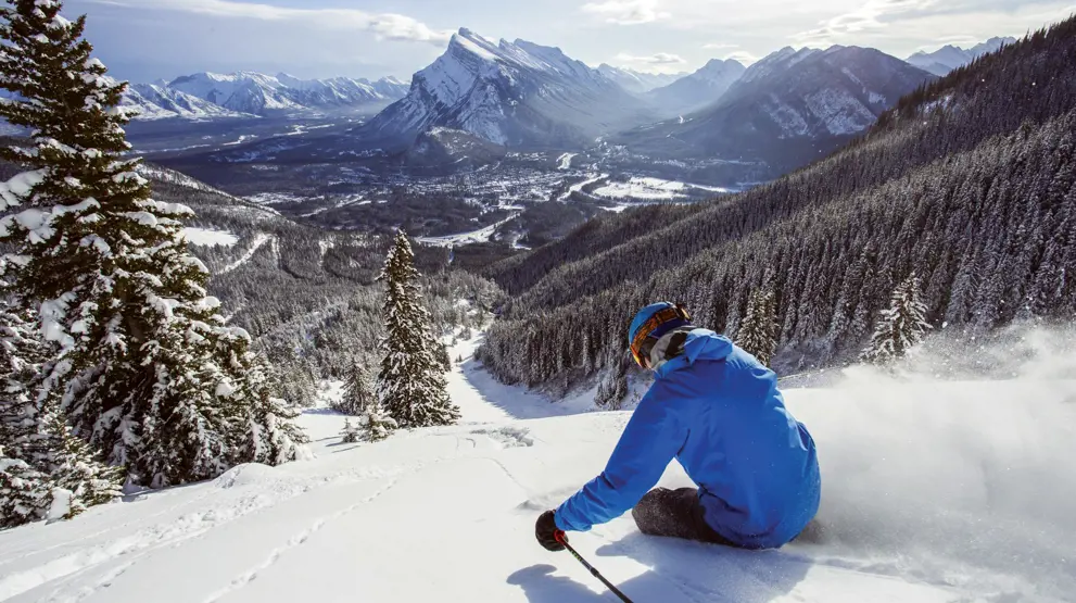 Du kan også stå på ski i Rocky Mountains, f.eks. her i Banff