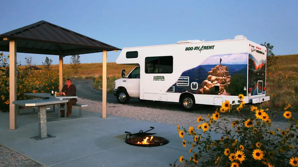 Camping på Antelope Island i Utah