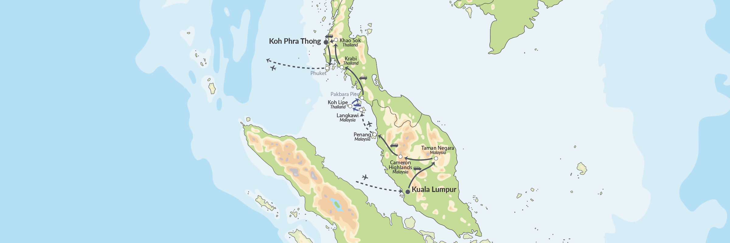 Store Natur Og Kulturoplevelser I Malaysia Og Thailand Map (1)