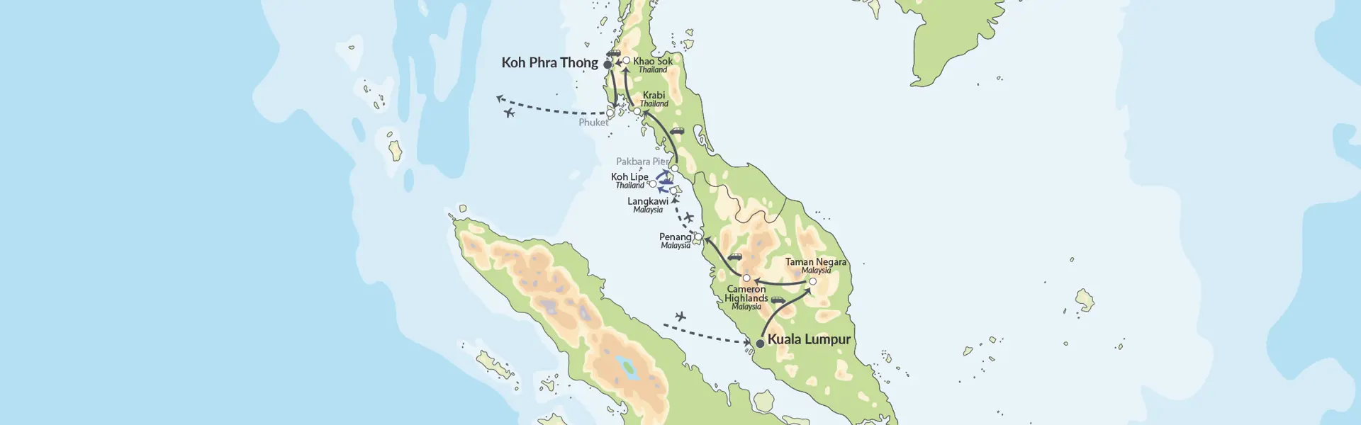 Store Natur Og Kulturoplevelser I Malaysia Og Thailand Map (1)